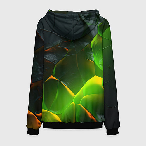 Мужская толстовка Зеленая абстрактная неоновая текстура / 3D-Черный – фото 2
