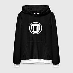 Толстовка-худи мужская FIAT logo white, цвет: 3D-белый