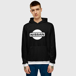 Толстовка-худи мужская Nissan logo white, цвет: 3D-белый — фото 2