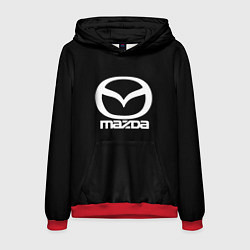 Толстовка-худи мужская Mazda logo white, цвет: 3D-красный