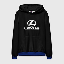 Толстовка-худи мужская Lexus white logo, цвет: 3D-синий