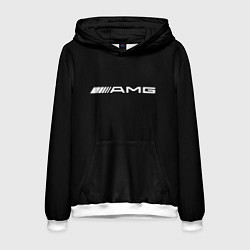 Толстовка-худи мужская Amg logo white, цвет: 3D-белый