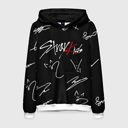 Толстовка-худи мужская Stray kids автографы лого, цвет: 3D-белый