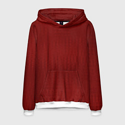 Толстовка-худи мужская Тёмно-красный текстурированный однотонный, цвет: 3D-белый