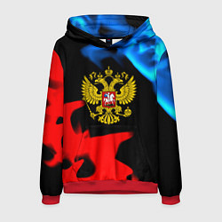 Толстовка-худи мужская Россия герб огненый стиль, цвет: 3D-красный