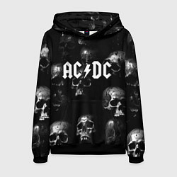 Толстовка-худи мужская AC DC - черные черепа, цвет: 3D-черный