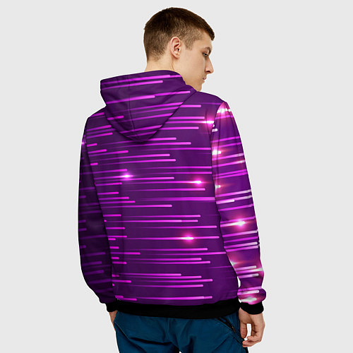 Мужская толстовка Светящиеся неоновые лучи / 3D-Черный – фото 4