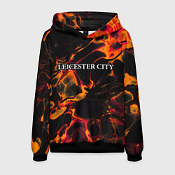 Толстовка-худи мужская Leicester City red lava, цвет: 3D-черный