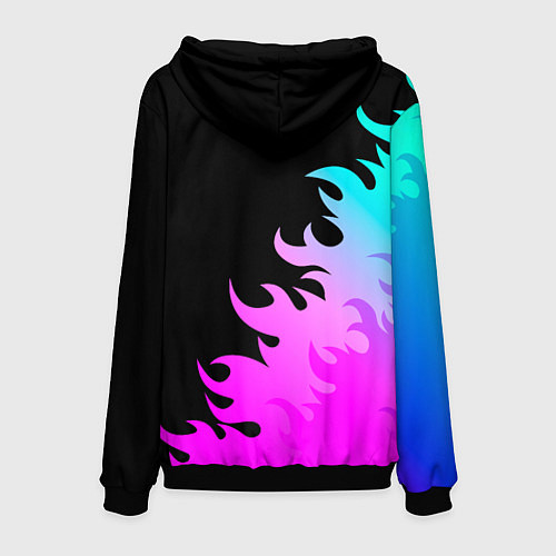 Мужская толстовка Demon Slayer неоновый огонь / 3D-Черный – фото 2