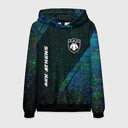 Толстовка-худи мужская AEK Athens glitch blue, цвет: 3D-черный