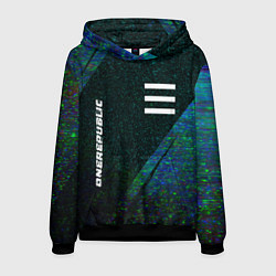 Толстовка-худи мужская OneRepublic glitch blue, цвет: 3D-черный