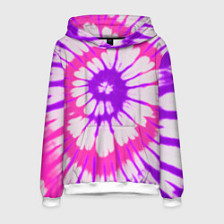 Толстовка-худи мужская Тай дай розовый с фиолетовым, цвет: 3D-белый