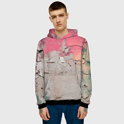 Толстовка-худи мужская Старая стена с краской, цвет: 3D-черный — фото 2
