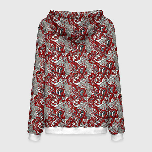 Мужская толстовка Цветочный паттерн красно-серый / 3D-Белый – фото 2
