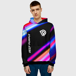 Толстовка-худи мужская Deep Purple neon rock lights, цвет: 3D-черный — фото 2