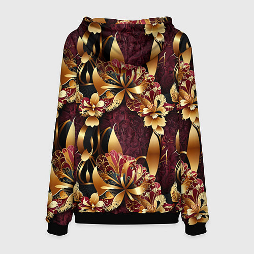 Мужская толстовка Золотые лилии на красном бархатном фоне / 3D-Черный – фото 2