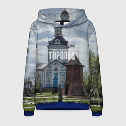 Толстовка-худи мужская Торопец Сторожевая башня, цвет: 3D-синий