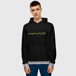 Толстовка-худи мужская Cyberpunk logo tokio, цвет: 3D-меланж — фото 2