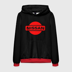 Толстовка-худи мужская Nissan red logo, цвет: 3D-красный