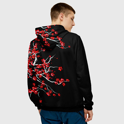 Мужская толстовка Цветы сакуры / 3D-Черный – фото 4