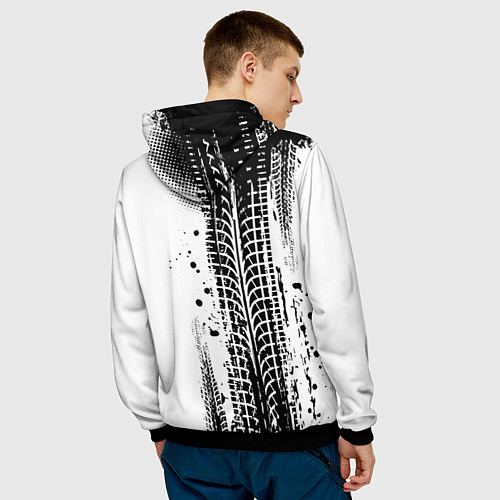 Мужская толстовка БМВ - следы от шин / 3D-Черный – фото 4