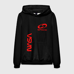 Толстовка-худи мужская Nasa space red logo, цвет: 3D-черный