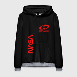 Толстовка-худи мужская Nasa space red logo, цвет: 3D-меланж