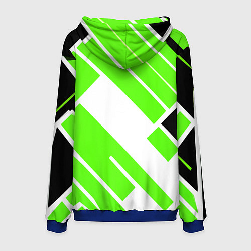 Мужская толстовка Зелёные широкие линии на белом фоне / 3D-Синий – фото 2