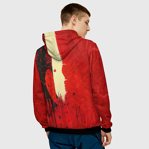 Мужская толстовка Ксеноморф в красных тонах / 3D-Черный – фото 4