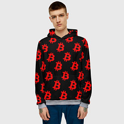 Толстовка-худи мужская Bitcoin red logo money, цвет: 3D-меланж — фото 2