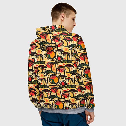 Мужская толстовка Африка солнце пальмы / 3D-Меланж – фото 4