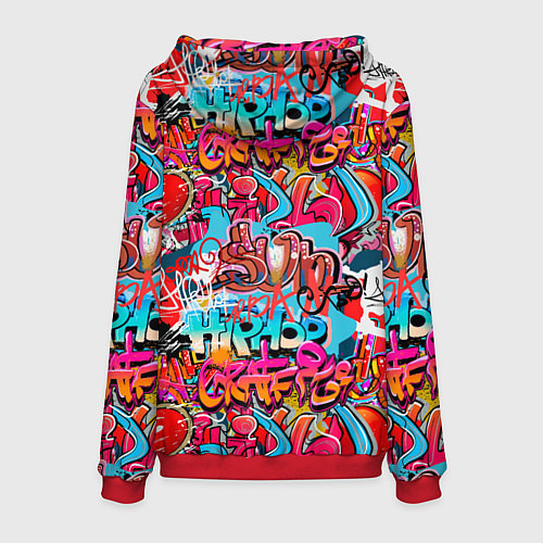 Мужская толстовка Hip hop graffiti pattern / 3D-Красный – фото 2