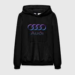 Толстовка-худи мужская Audi neon logo, цвет: 3D-черный