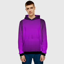 Толстовка-худи мужская Фиолетовый градиентный полосатый комбинированный у, цвет: 3D-черный — фото 2