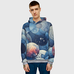 Толстовка-худи мужская Космический пэчворк - нейросеть, цвет: 3D-меланж — фото 2