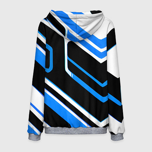 Мужская толстовка Бело-синие линии на чёрном фоне / 3D-Меланж – фото 2