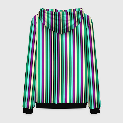 Мужская толстовка Фиолетово-зелёный полосатый / 3D-Черный – фото 2