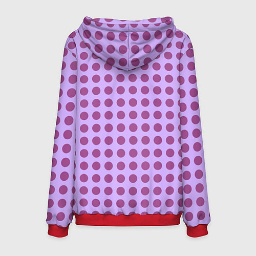 Мужская толстовка Сиреневый паттерн в горошек / 3D-Красный – фото 2