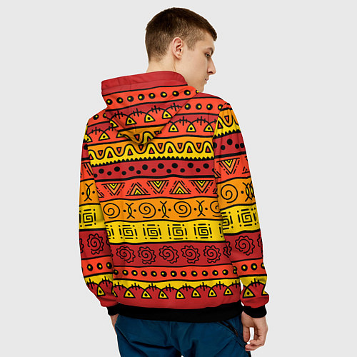 Мужская толстовка Африканские этнический орнамент / 3D-Черный – фото 4