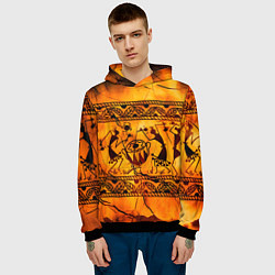 Толстовка-худи мужская Африканские наскальные рисунки, цвет: 3D-черный — фото 2