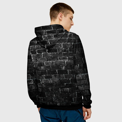 Мужская толстовка Текстура темного кирпича / 3D-Черный – фото 4