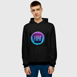 Толстовка-худи мужская FIAT logo neon, цвет: 3D-черный — фото 2