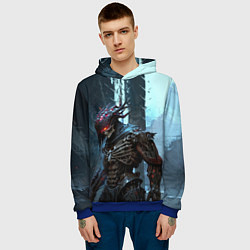 Толстовка-худи мужская Кибернетический скелет-воин, цвет: 3D-синий — фото 2