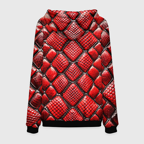 Мужская толстовка Змеиная объемная текстурная красная кожа / 3D-Черный – фото 2