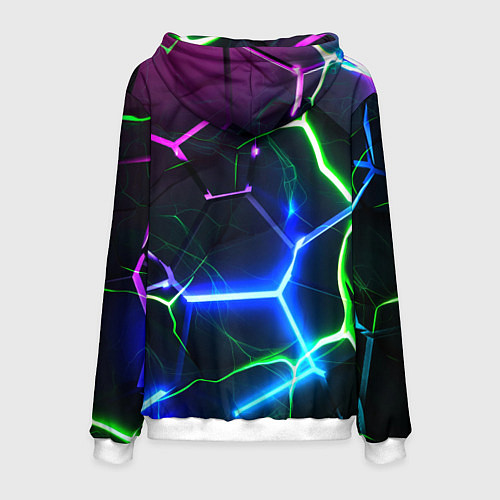 Мужская толстовка Микс из разломленных плит и неоновое свечения / 3D-Белый – фото 2