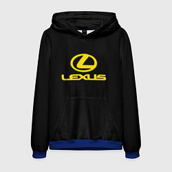 Толстовка-худи мужская Lexus yellow logo, цвет: 3D-синий