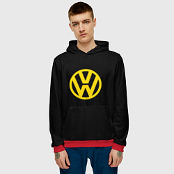 Толстовка-худи мужская Volkswagen logo yellow, цвет: 3D-красный — фото 2