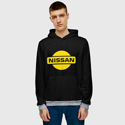 Толстовка-худи мужская Nissan yellow logo, цвет: 3D-меланж — фото 2