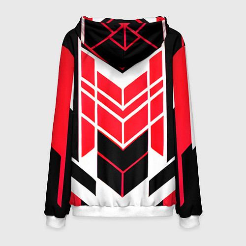Мужская толстовка Red and white lines on a black background / 3D-Белый – фото 2