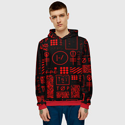 Толстовка-худи мужская Twenty one pilots pattern rock, цвет: 3D-красный — фото 2
